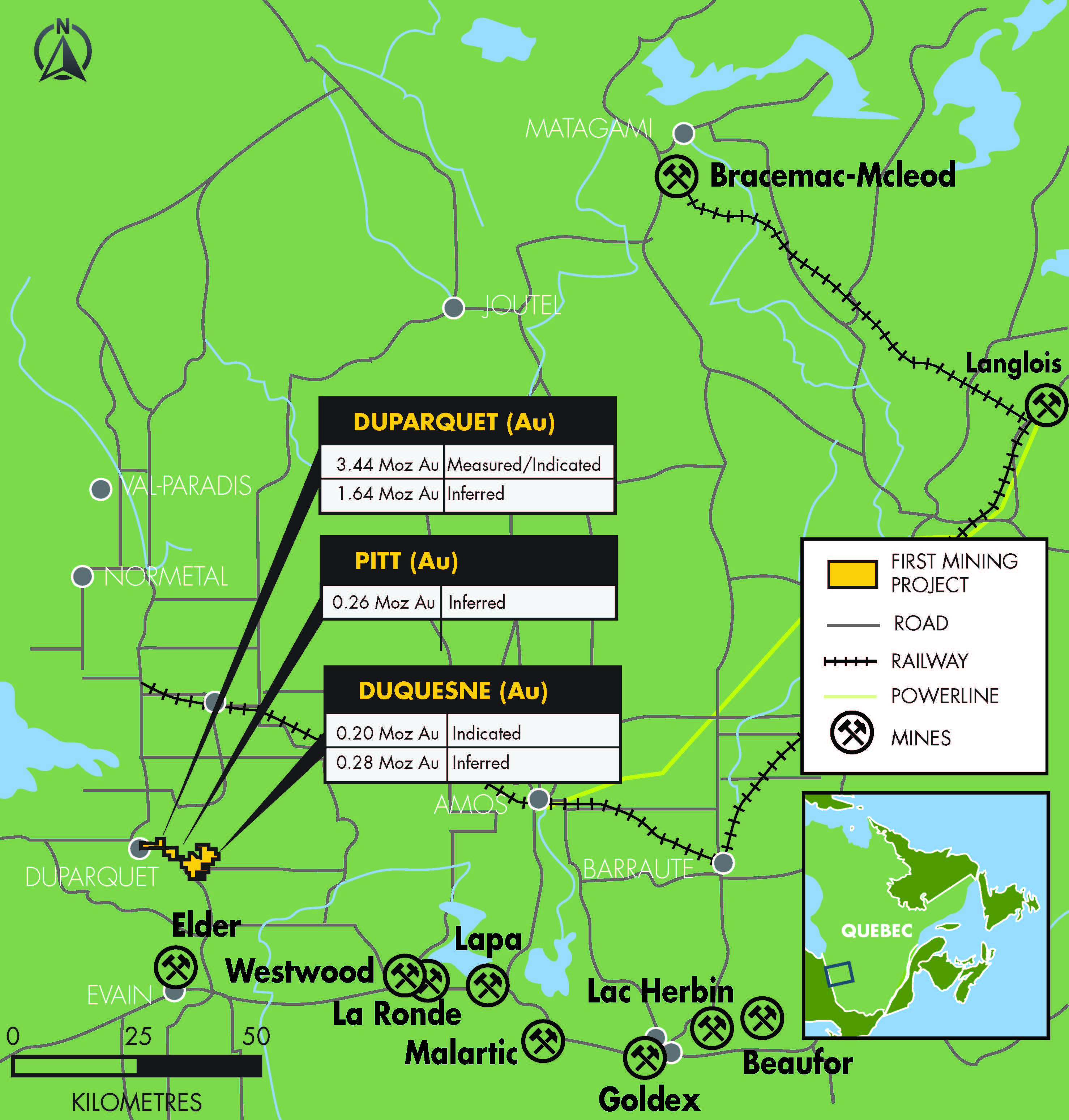 Duquesne, Duparquet & Pitt Projects Map